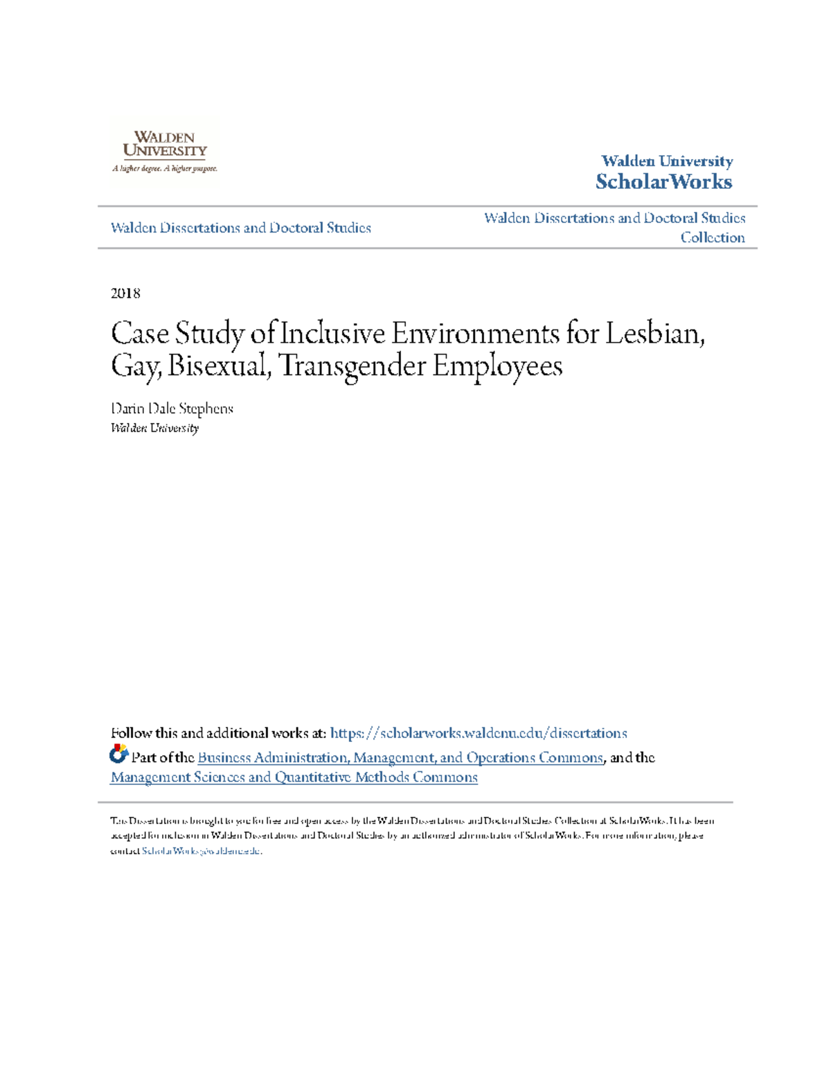 Case Study of Inclusive Environments for Lesbian Gay Bisexual - Walden ...