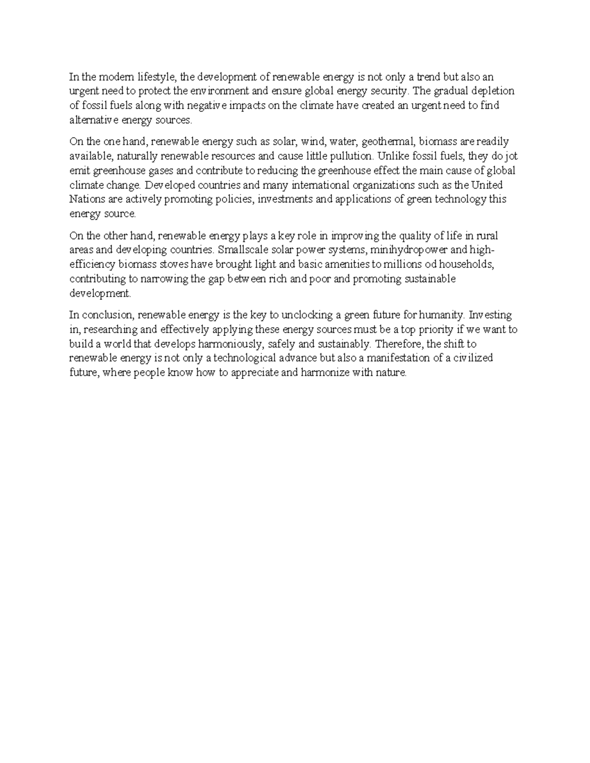 Renewable Energy: A Key to Sustainable Development - Writing Reflective ...