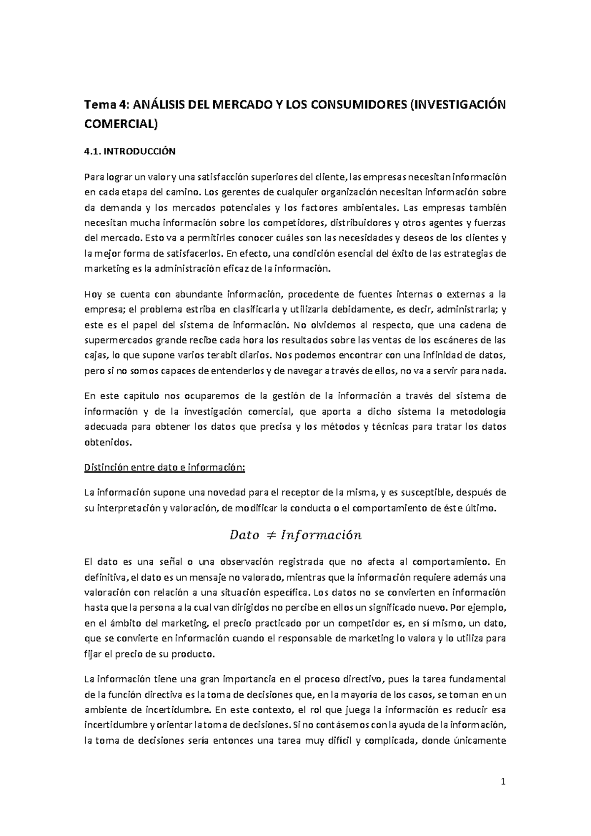 Tema 4: Análisis del Mercado y Comportamiento del Consumidor (DC I ...