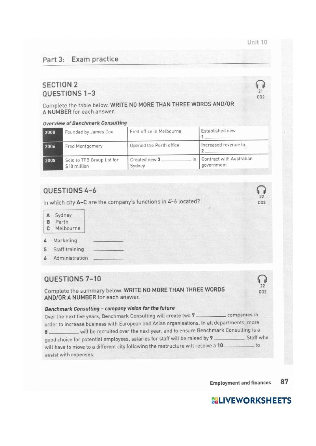 Unit 10 Part 3 - Exam Practice Worksheet 2328088 - Studocu