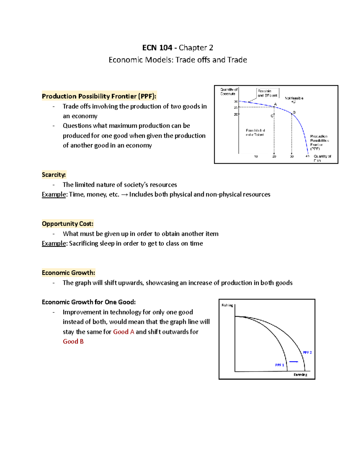 ECN 104 - Chapter 2 Notes: Economic Models & Production Possibility ...