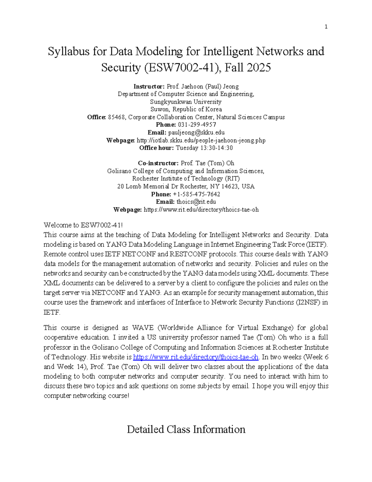 Syllabus for Data Modeling for Intelligent Networks & Security (CSE ...