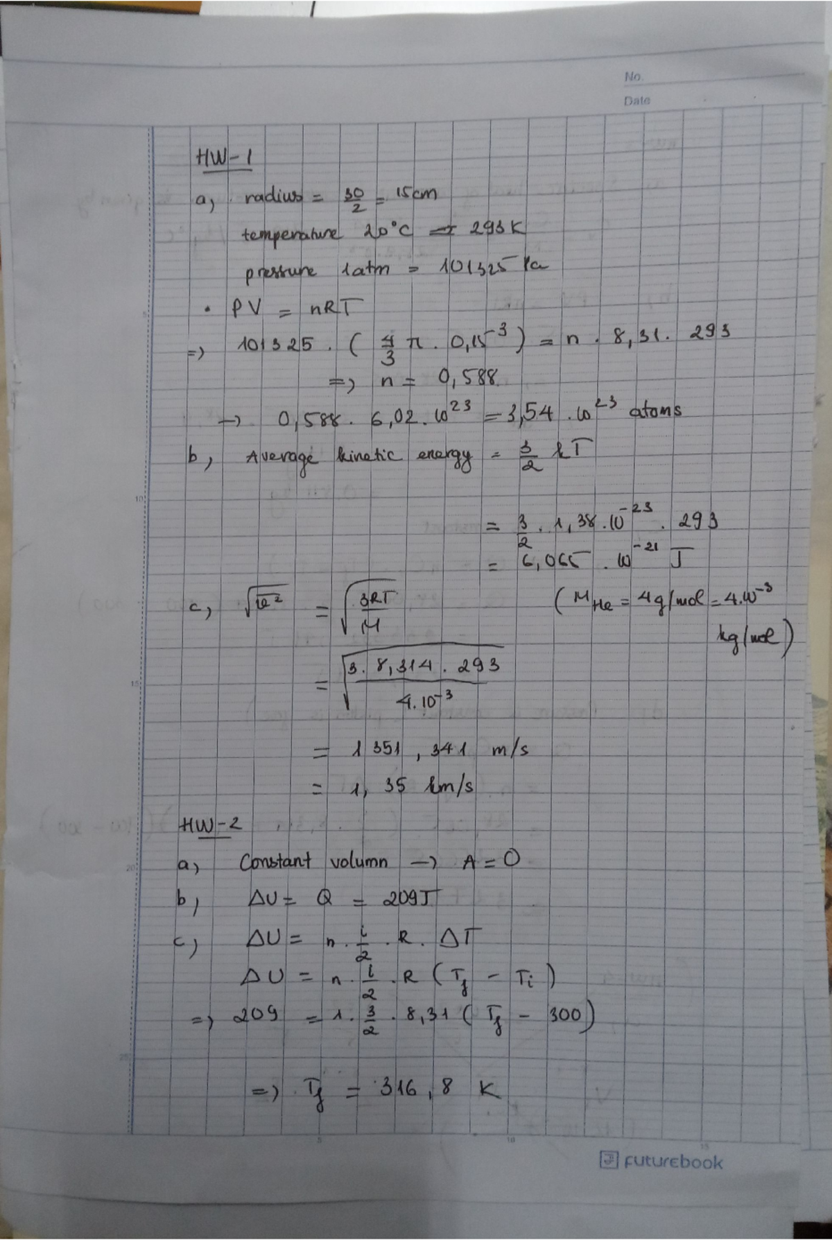 Thermodynamics HW 1: Kinetic Energy, Heat Transfer & Entropy - Studocu