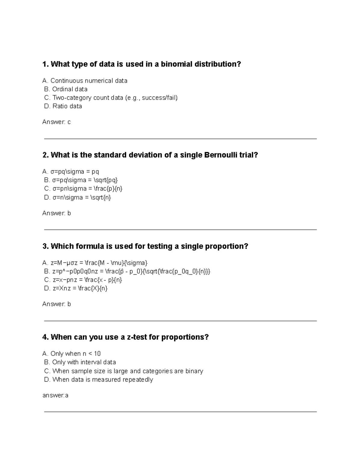 Standard Deviation Practice Questions for Statistics (Course Code ...