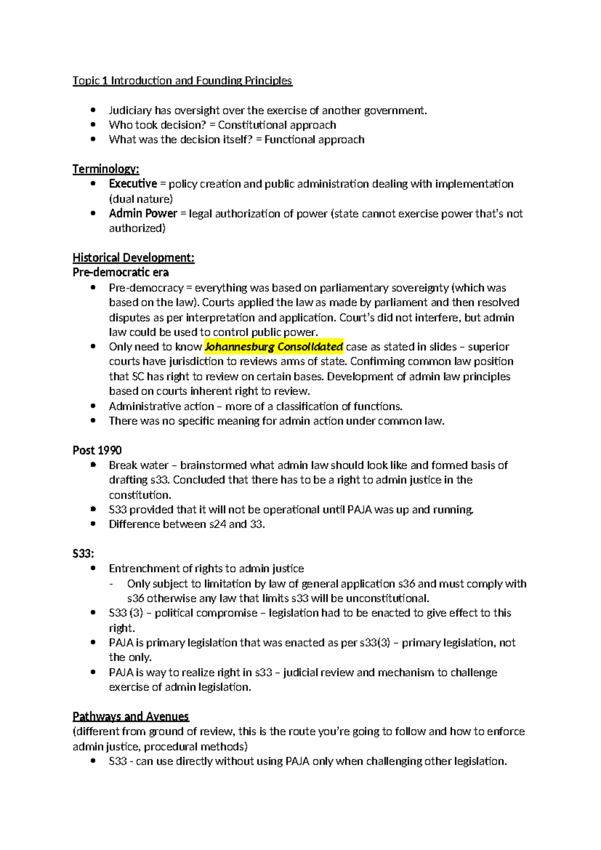 Topic 1 Lecture Notes: Introduction to Founding Principles of Admin Law ...