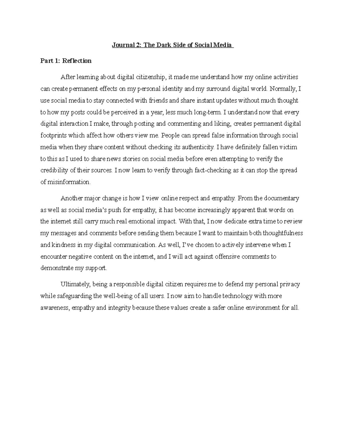 EDUC307 Journal 2: Reflections on Digital Citizenship and Social Media ...
