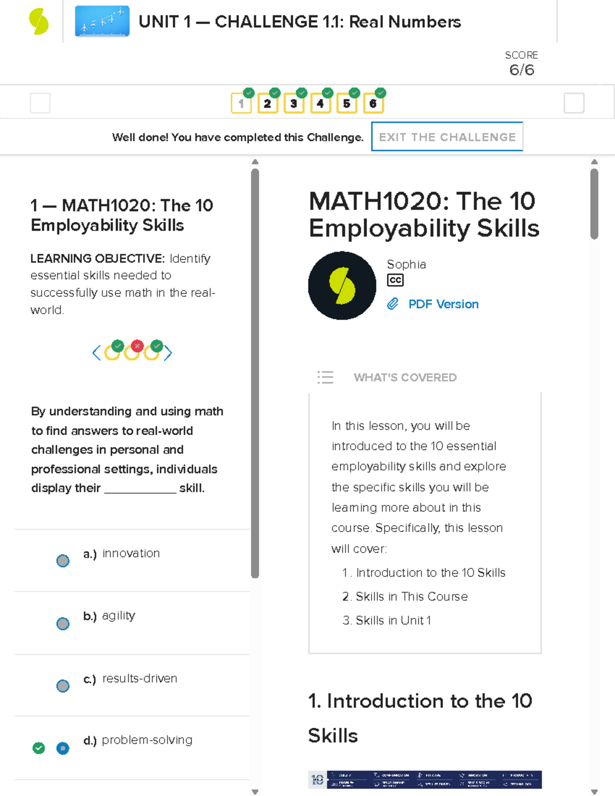 MATH1020: Challenge 1.1 - Essential Employability Skills in Math - Studocu