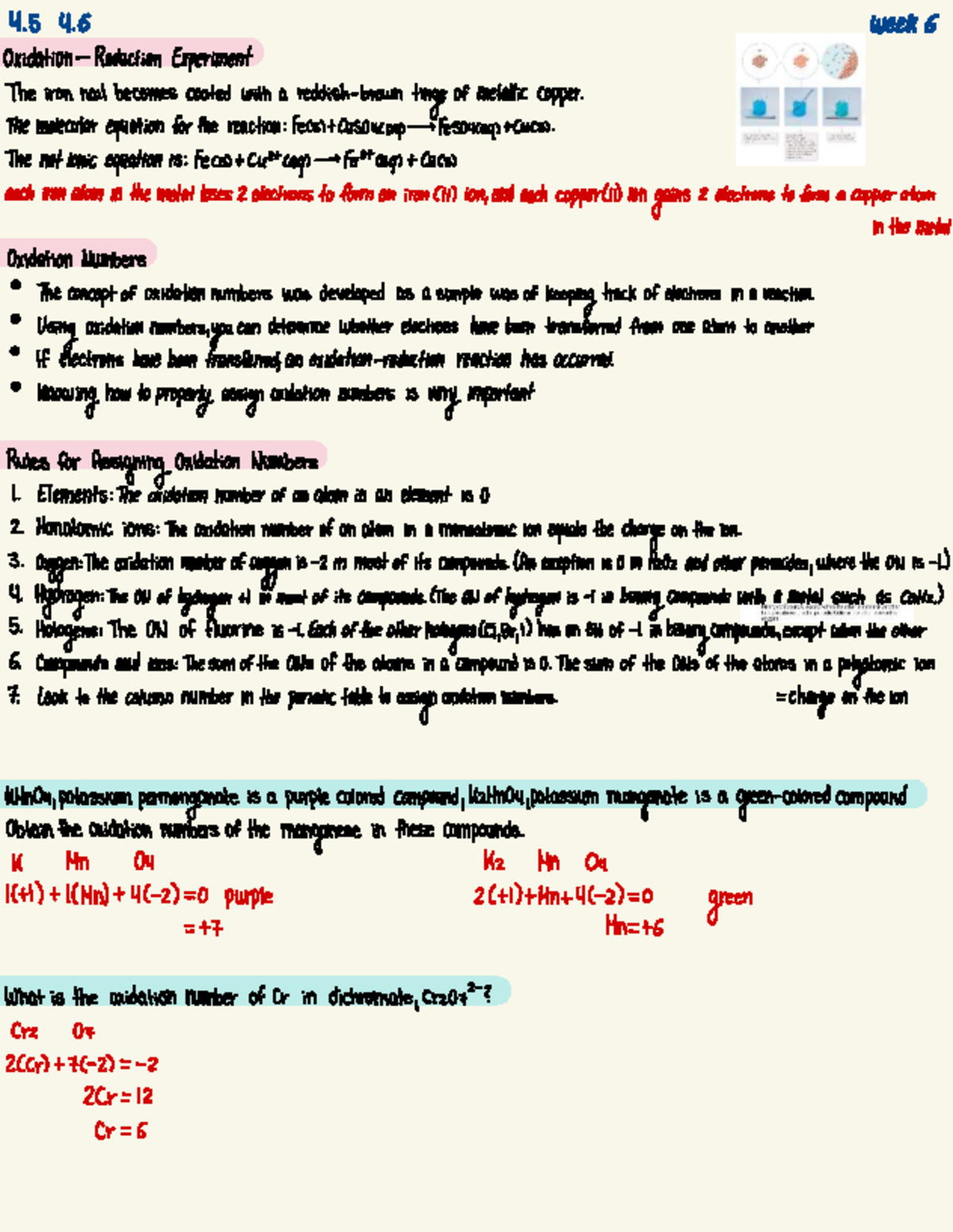 Chem 1050 Week 6: Oxidation-Reduction Reactions and Electrochemistry ...