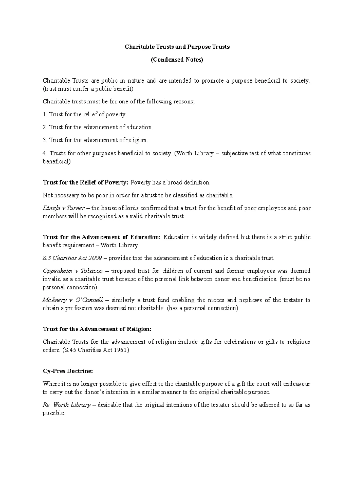 Resulting Trusts - Seth Tillman Lecture Notes and Key Cases Summary ...