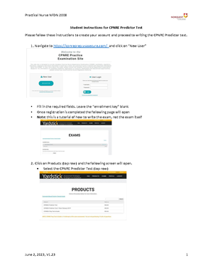 Cpnre Predictor Test Self Reflection Marking Guide V1 - Practical Nurse ...