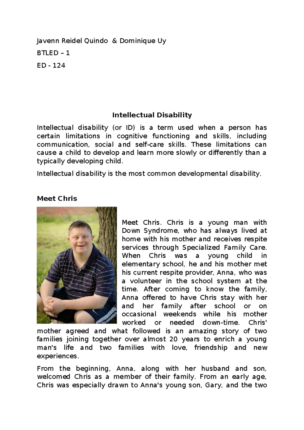 BTLED - 1 ED - 124: Understanding Intellectual Disability and Its ...