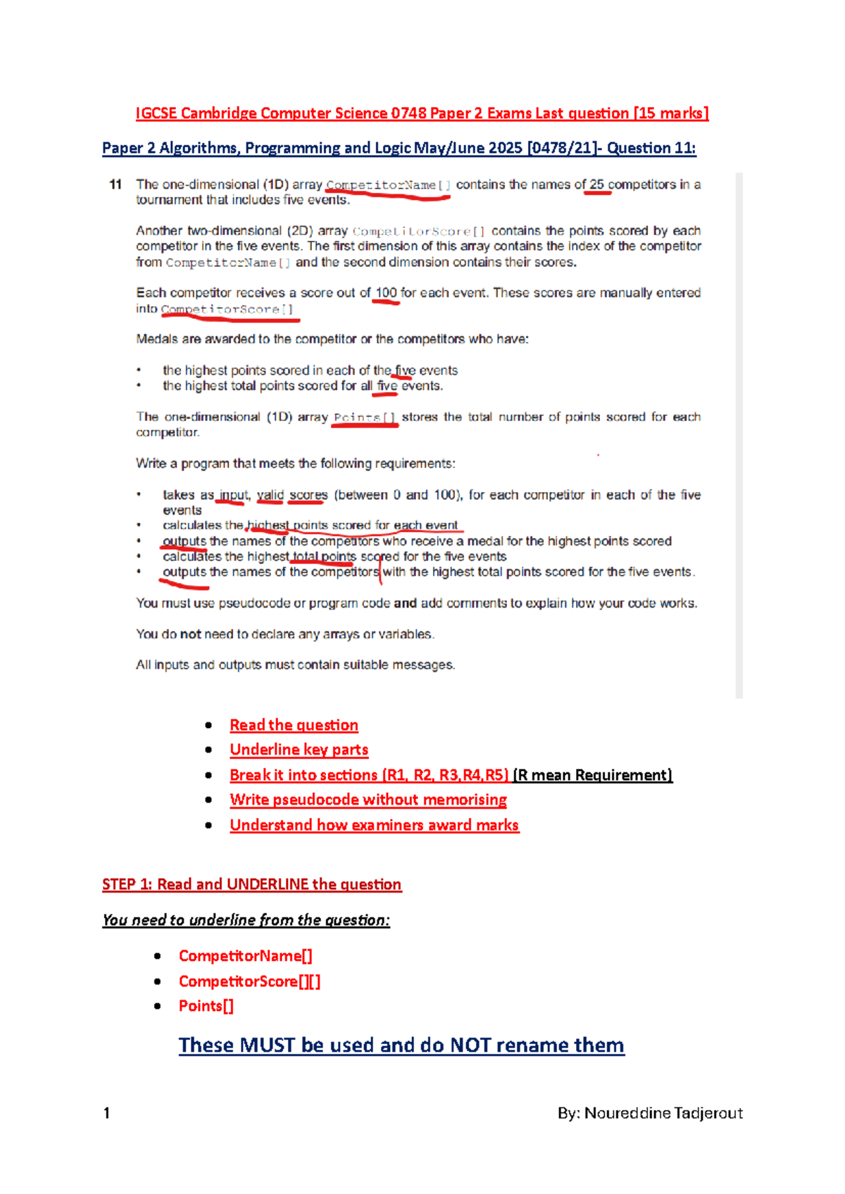 IGCSE Computer Science 0748 Paper 2 Exam: Algorithms & Pseudocode Guide ...