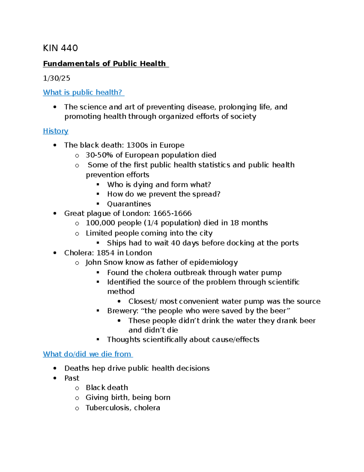 KIN 440 section 1 - notes for first exam - KIN 440 Fundamentals of ...