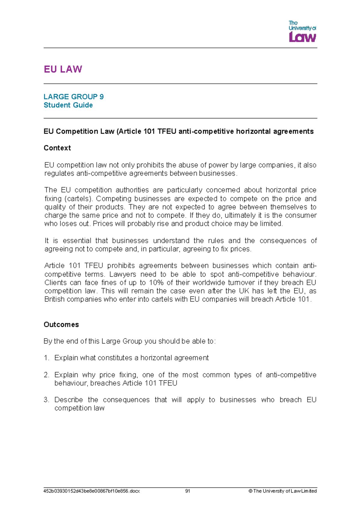2425 eu lg09 ce01 student guide - EU LAW LARGE GROUP 9 Student Guide EU ...