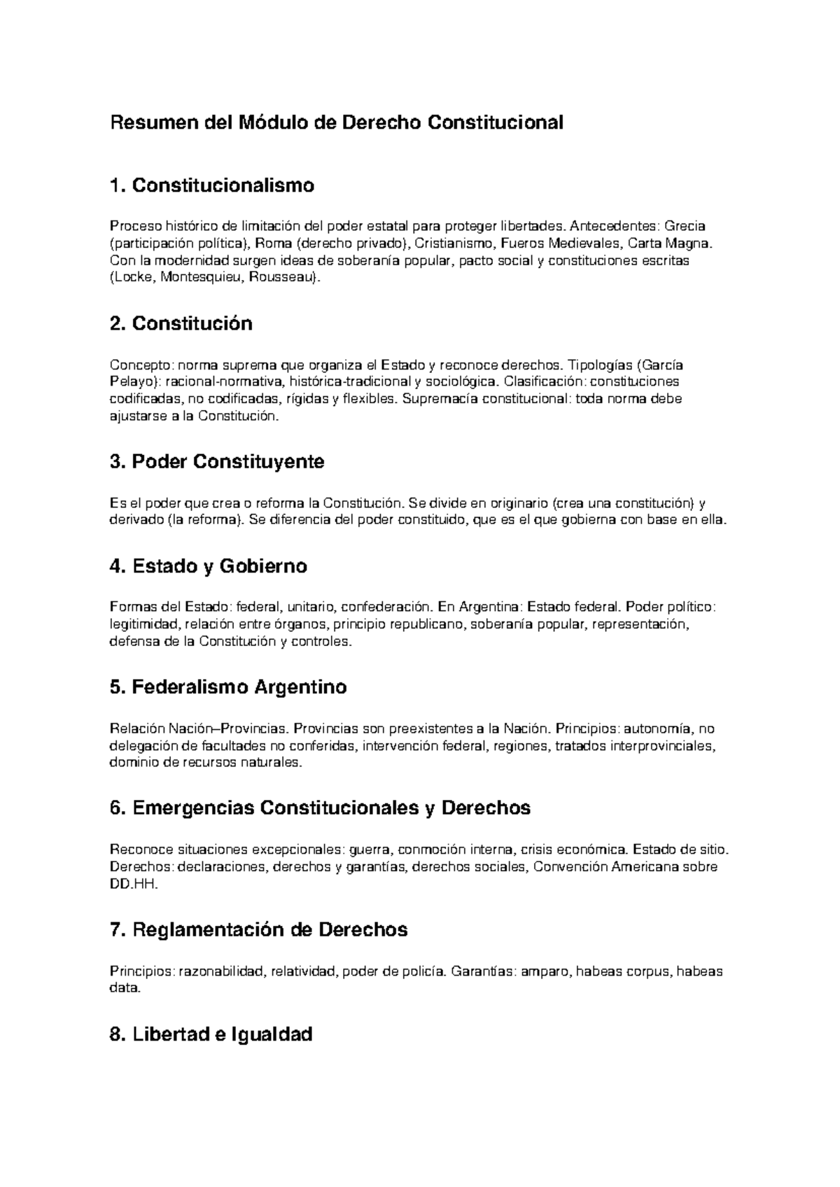 Resumen del Módulo de Derecho Constitucional 1 - Programa y Temas Clave ...