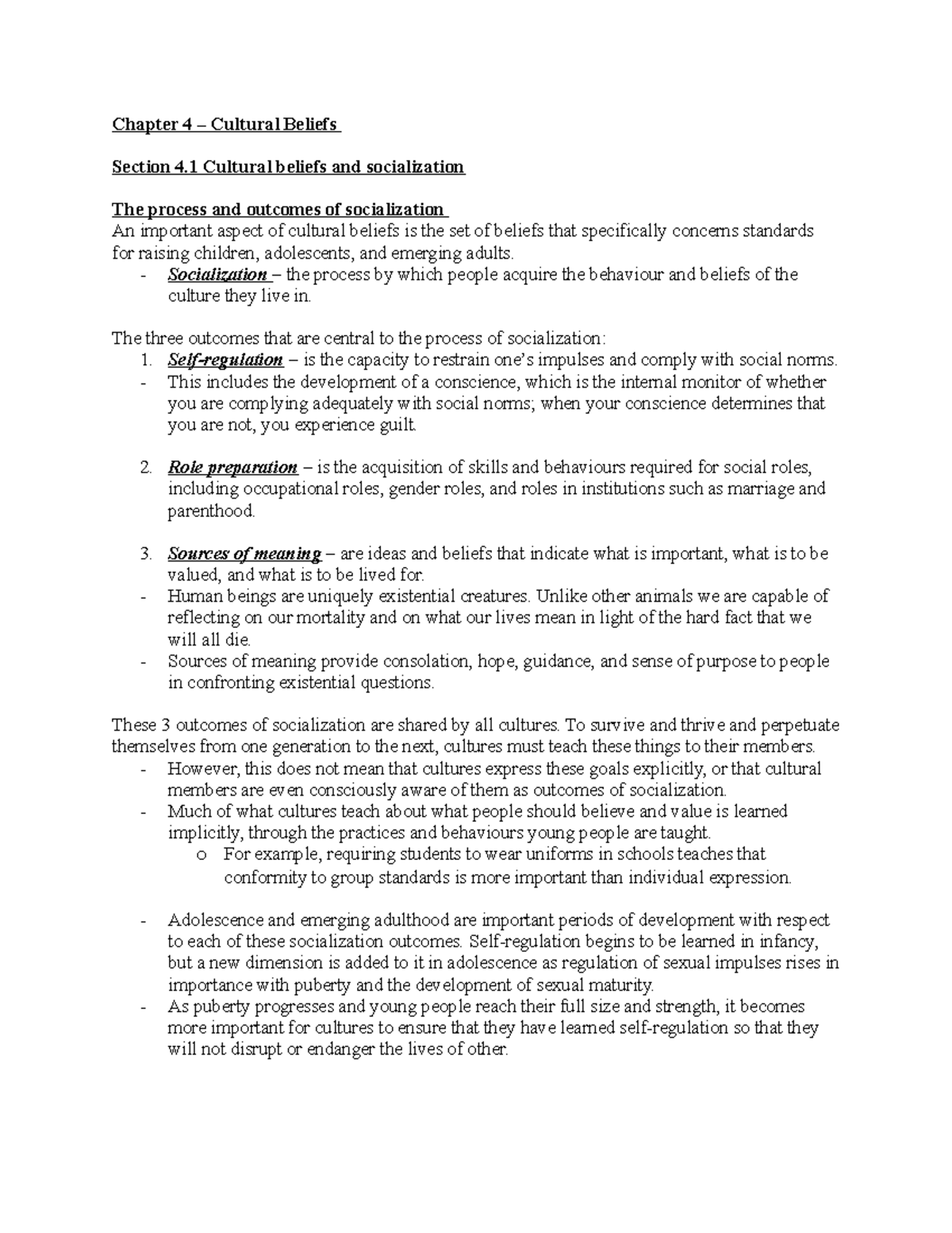 Adolescent Development: Chapter 4 - Cultural Beliefs and Socialization ...
