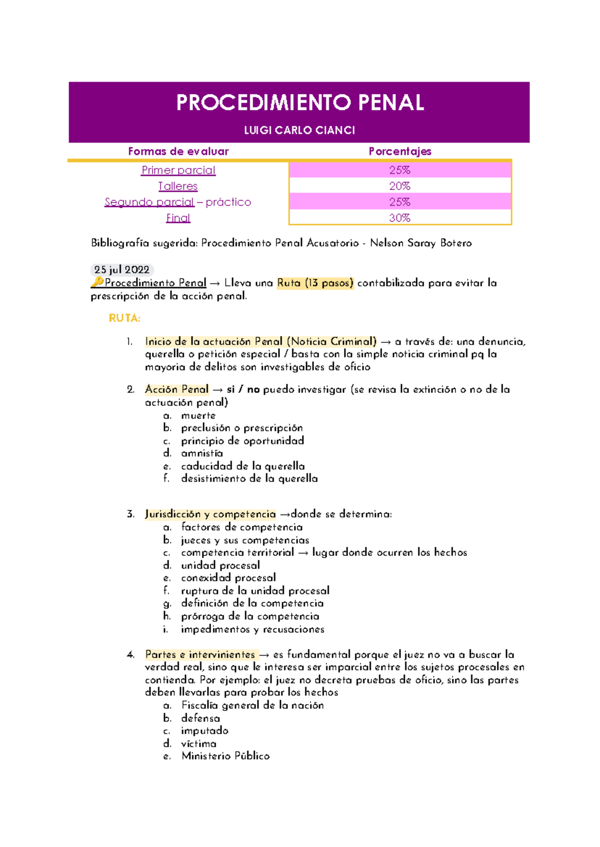 Procedimiento Penal (Cód. CPP) - Guía Completa para el Primer Parcial - Document Preview