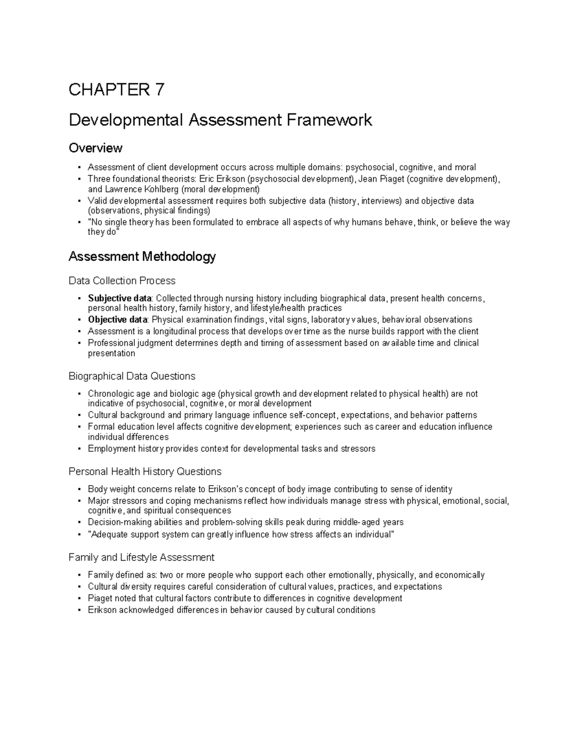 CHAPTER 7: Overview of Developmental Assessment Framework - Studocu