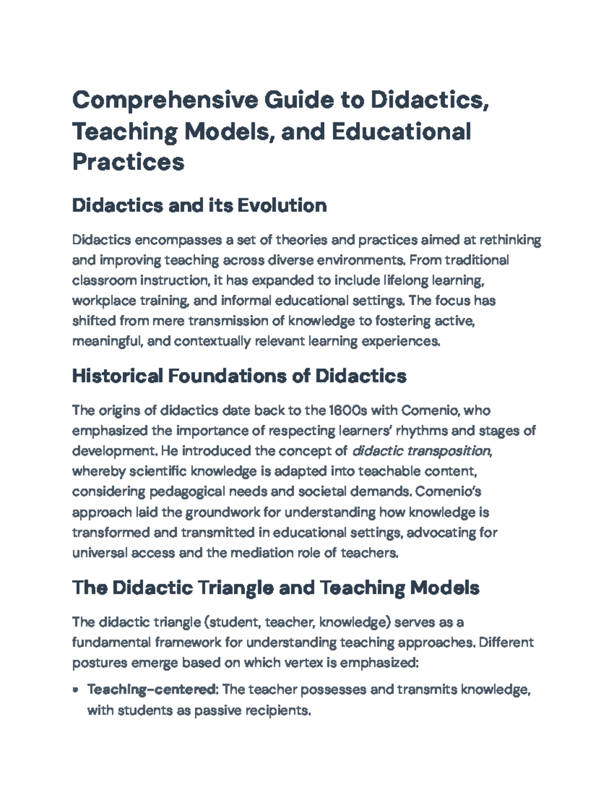 Comprehensive Guide to Didactics and Teaching Models (EDU 101) - Studocu