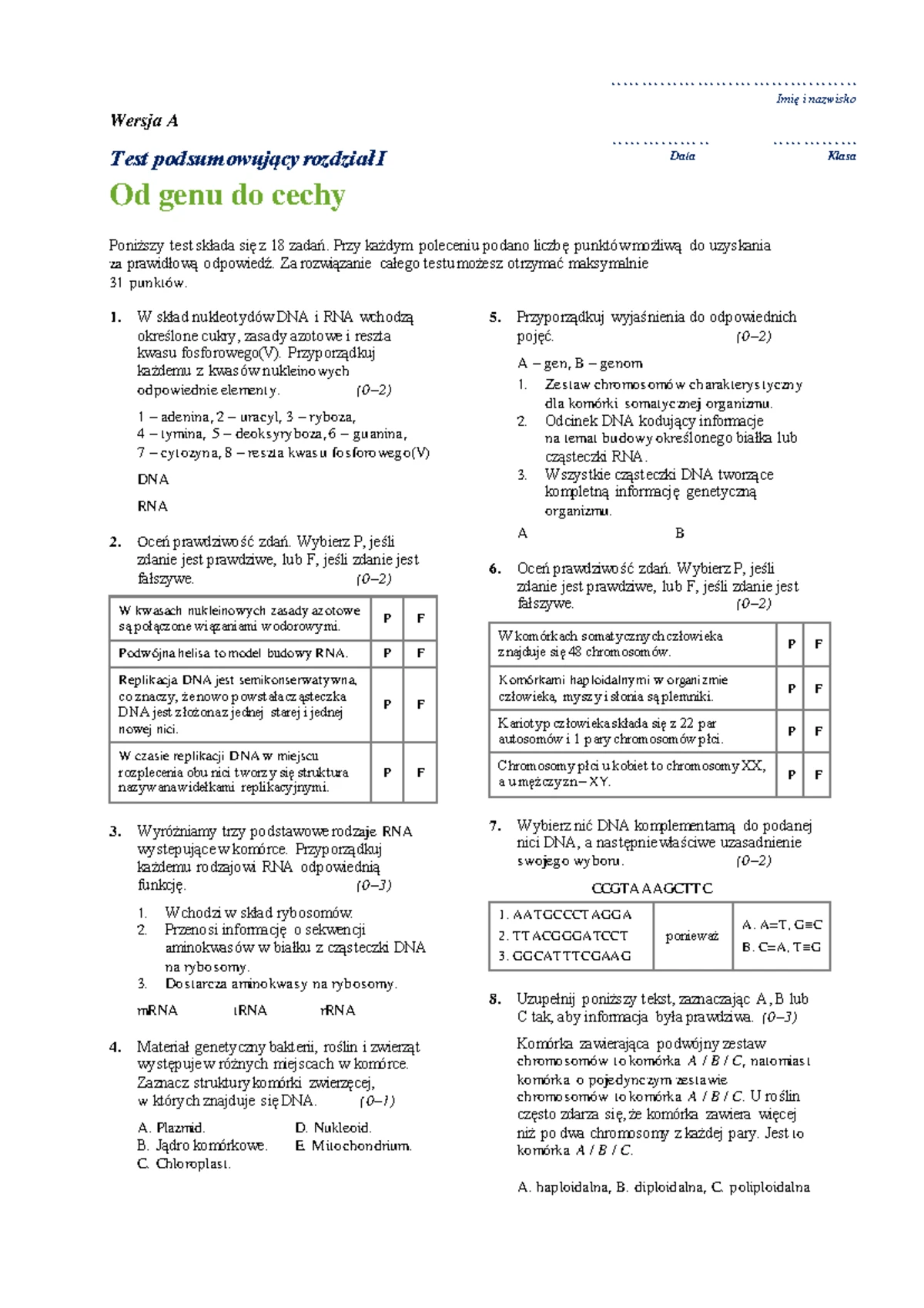 Life Vision Poland Int. Plus Unit Test 7A - Grammar & Vocabulary - Studocu
