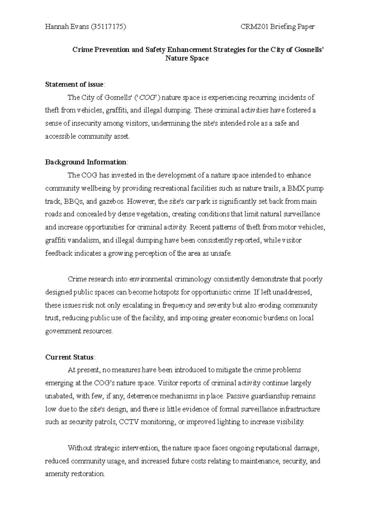 35117175 CRM201 Briefing Paper on Crime Prevention Strategies for ...