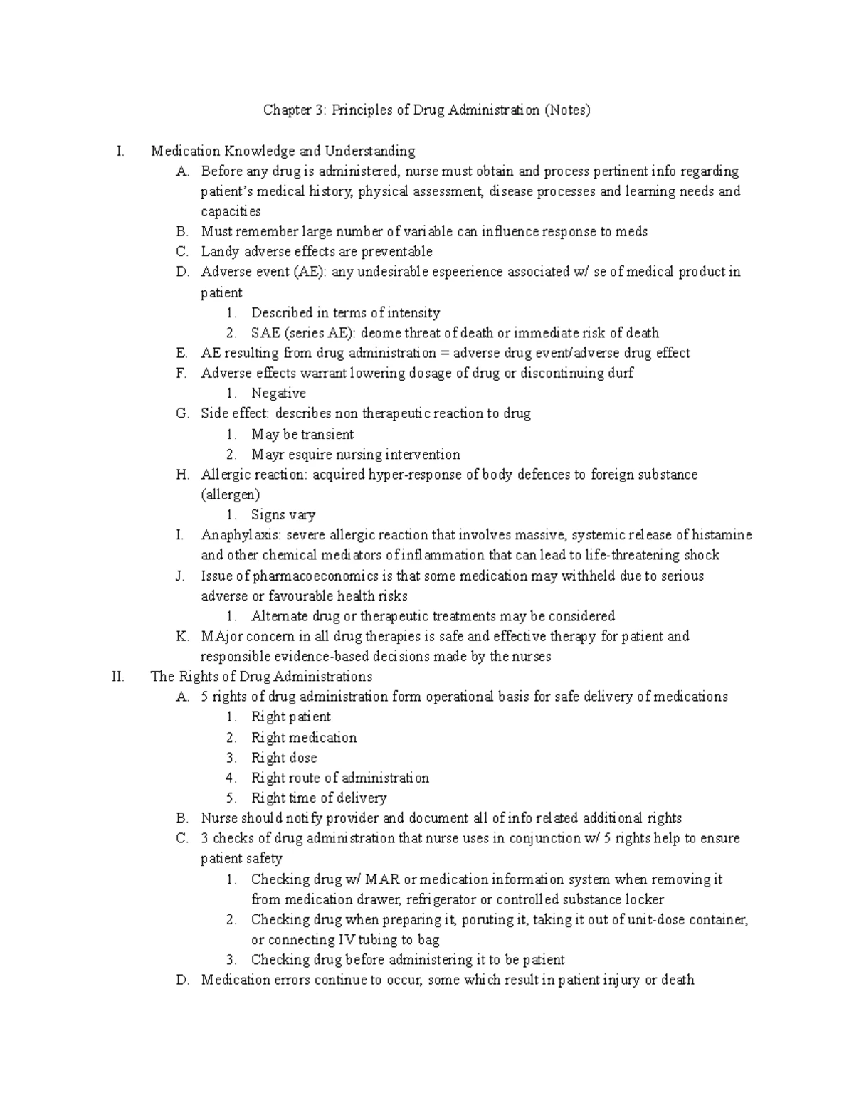 Chapter 6 The Nursing Process in Pharmacology (Notes) - Overview of the ...