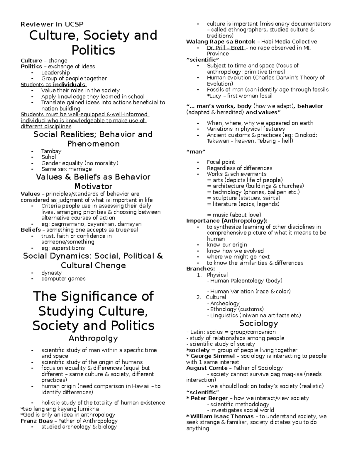Midterm Reviewer - UCSP - Reviewer in UCSP Culture, Society and ...