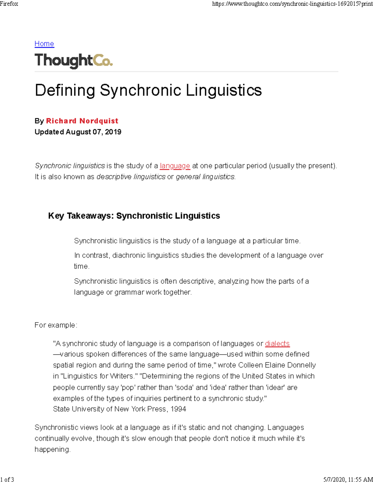 Understanding Synchronic and Diachronic Linguistics: Key Concepts - Studocu