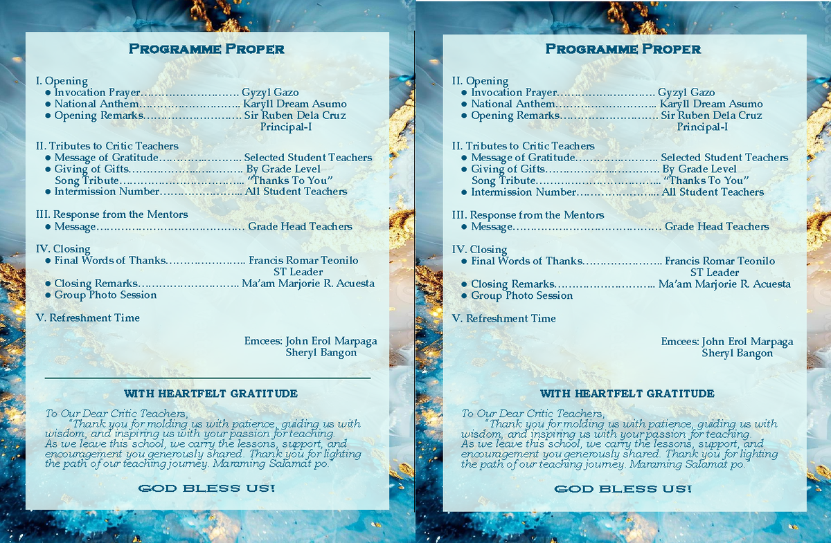 Farewell Programme for Critic Teachers: A Heartfelt Tribute - Studocu