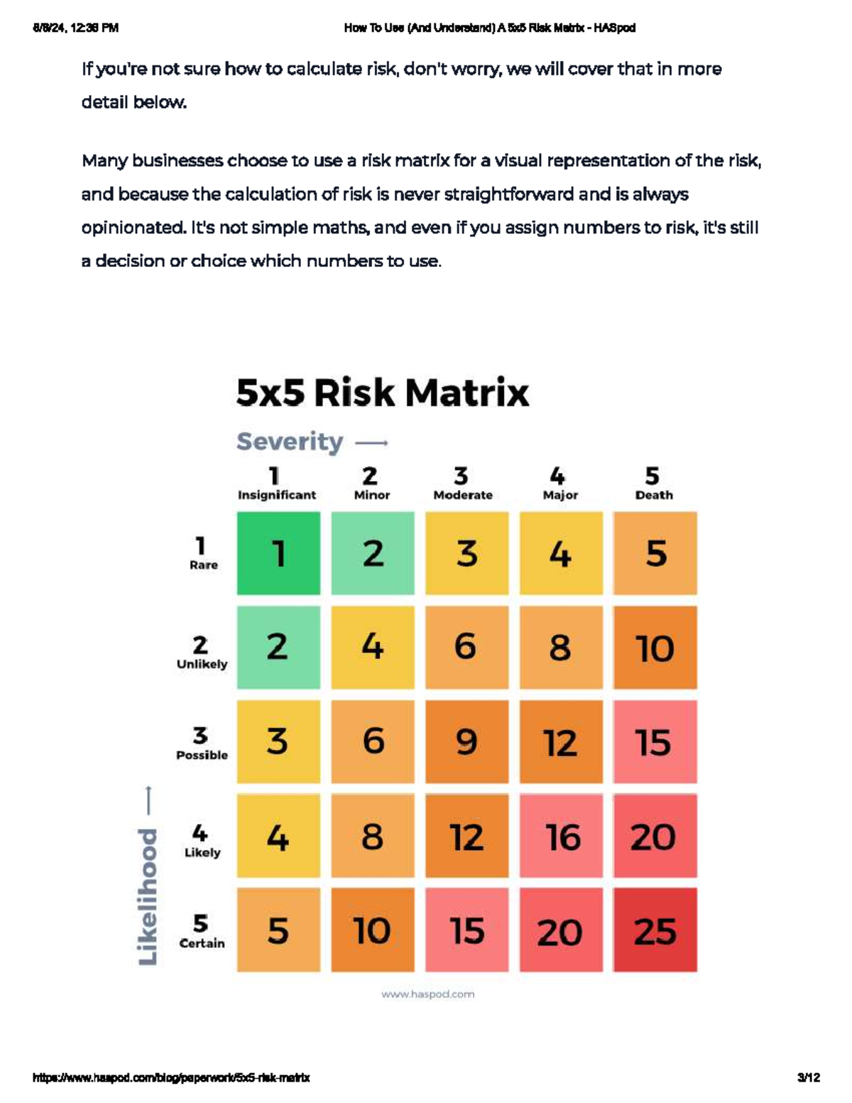 99 - ff ff ff - 12:36 PM How To Use (And Understand) A 5x5 Risk Matrix ...