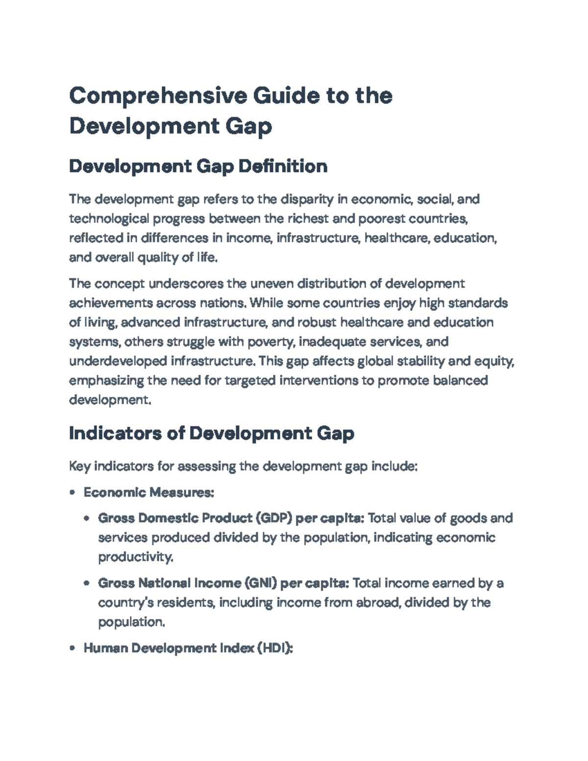 Comprehensive Guide to the Development Gap: Overview & Strategies - Studocu