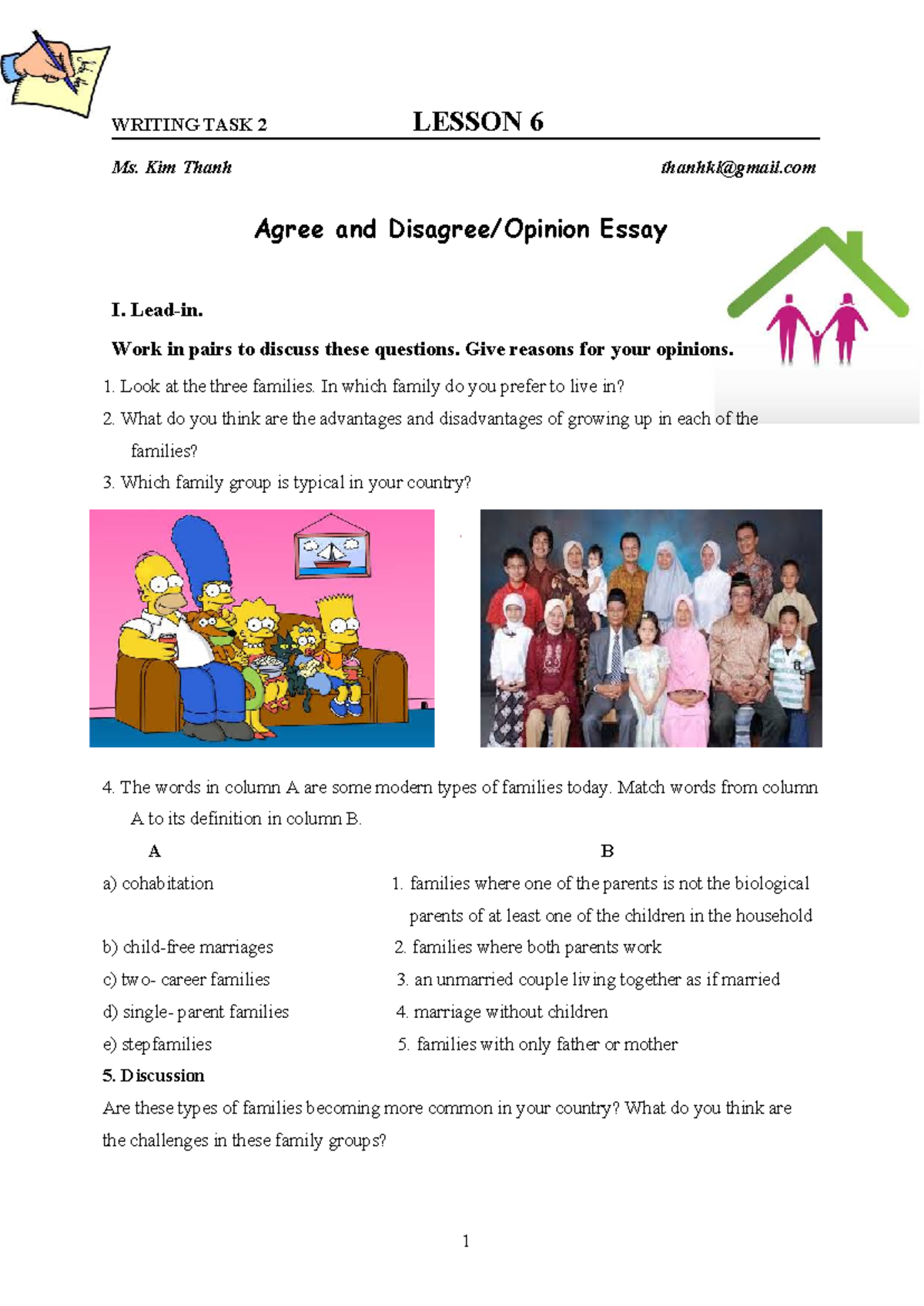 WRITING TASK 2 LESSON 6: Opinion Essays on Modern Family Dynamics - Studocu