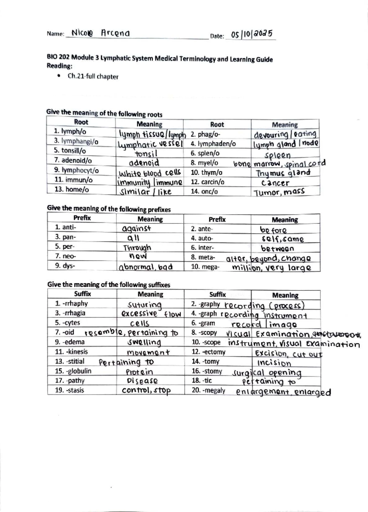 BIO 202 Module 4 Learning Guide: Respiratory System Terminology - Studocu