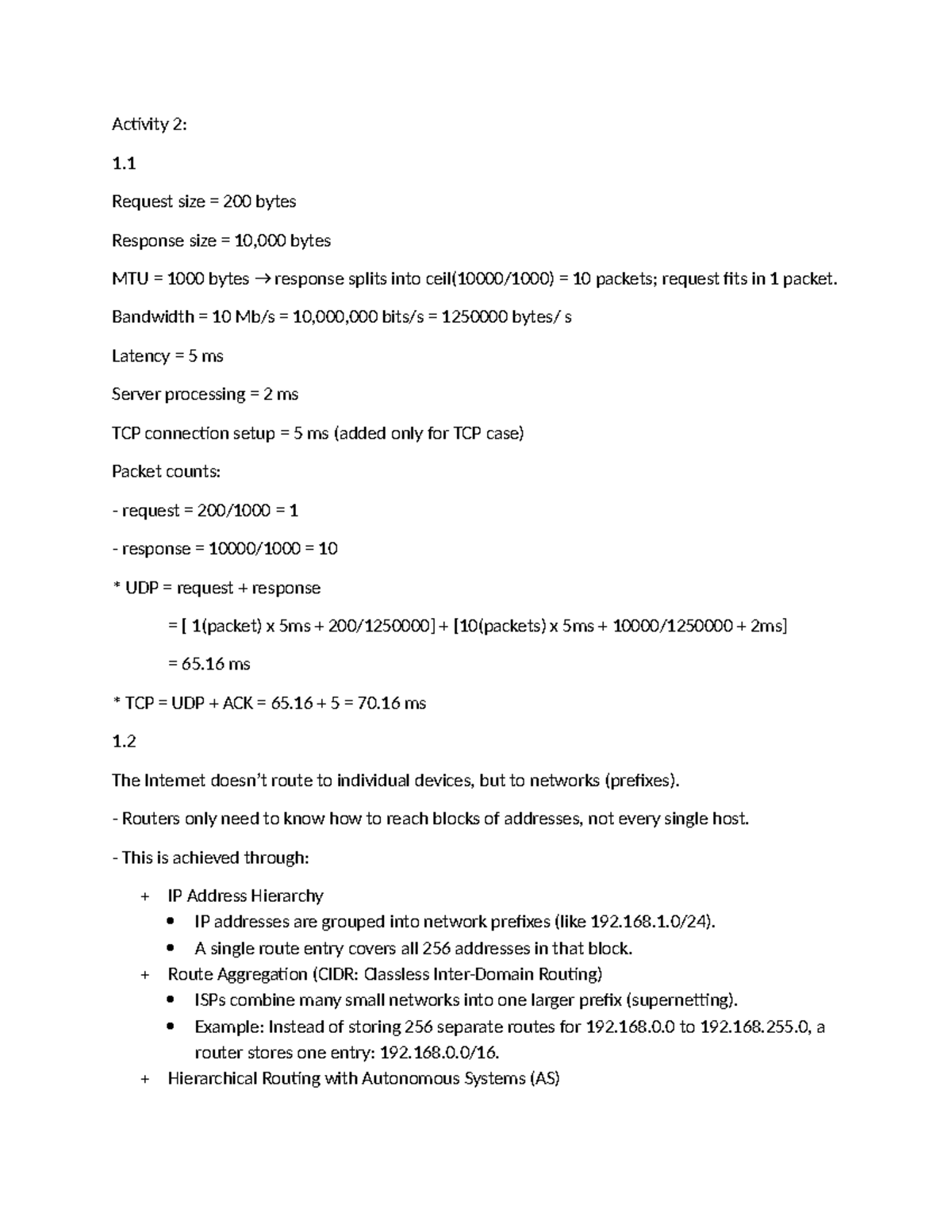 Activity 2: Tutorial 3 on IP Addressing and Routing Concepts - Studocu