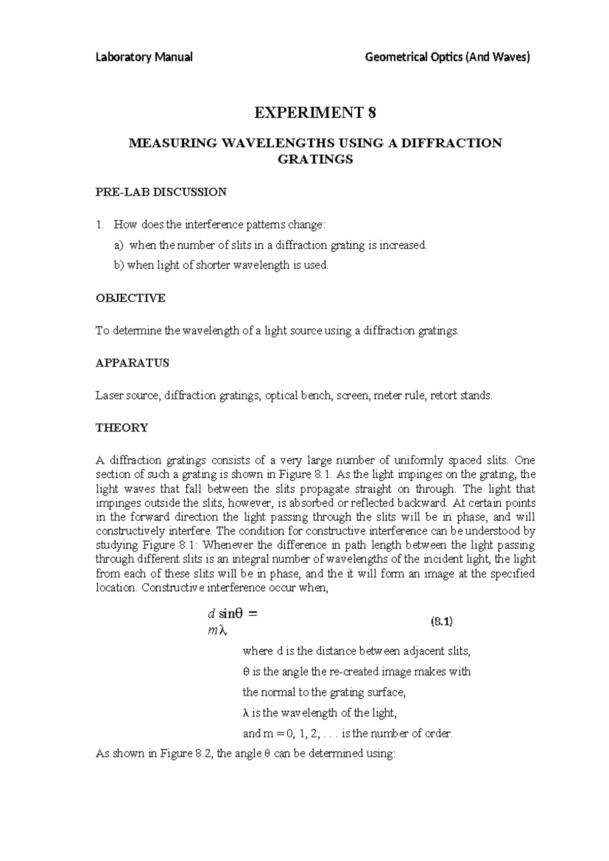 PHY260 EXP1 - Geometrical Optics Lab Report - Studocu