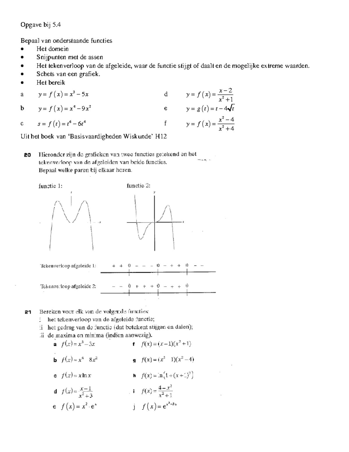 Opgave Functie Onderzoek - Wiskunde 2 - HHS - Studeersnel