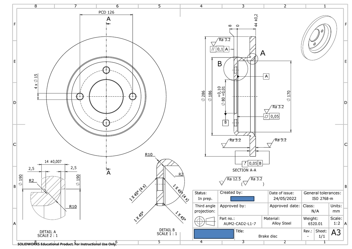 PCD 126 Final Exam Part Example 1: Detailed CAD Breakdown - Studeersnel