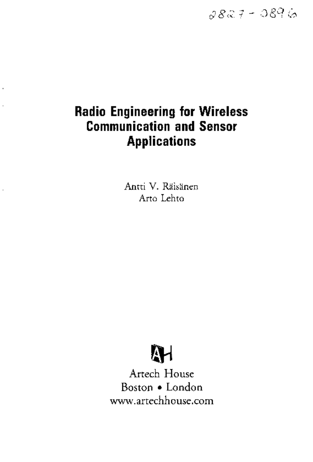 Radio Engineering for Wireless Communication and Sensor Applications ...