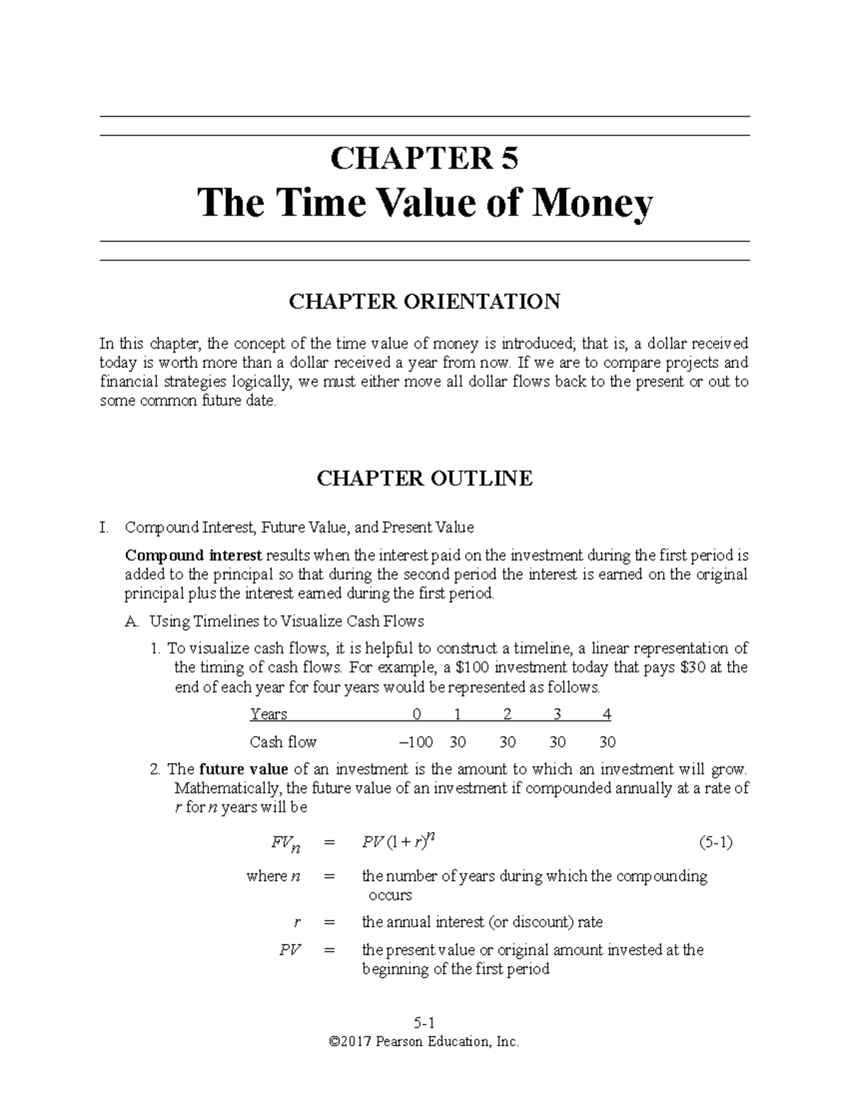 Keown IM Ch 05 - Chapter overview - notes - CHAPTER 5 The Time Value of ...