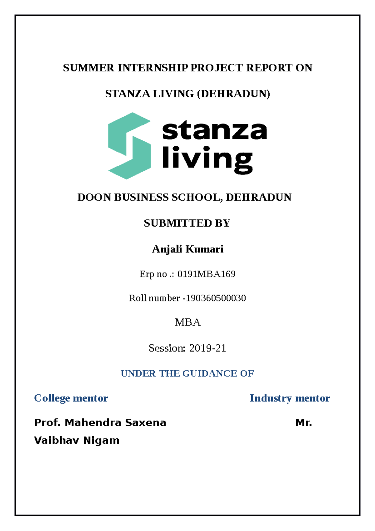 Ilide - industrial project report - SUMMER INTERNSHIP PROJECT REPORT ON ...