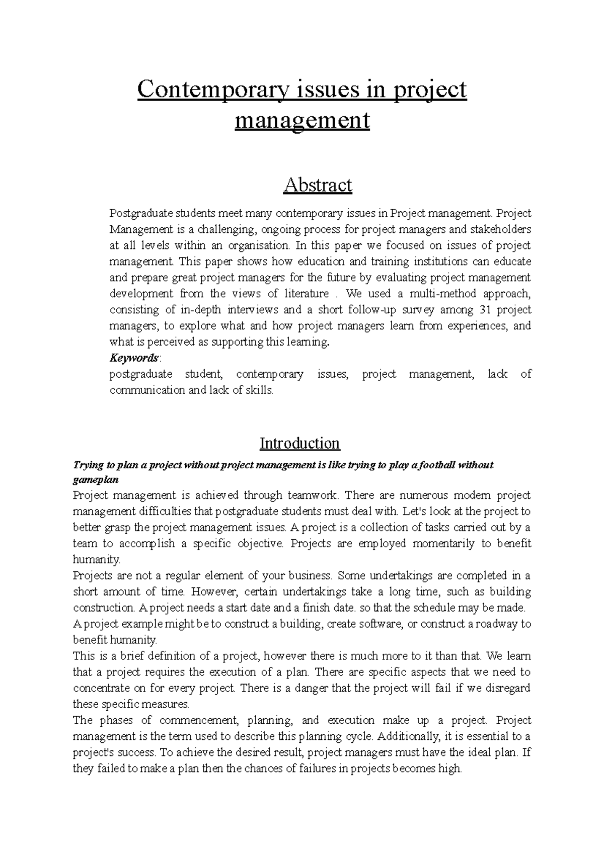 DOC-20221127-WA0018 - Contemporary Issues in Project Management - Studocu