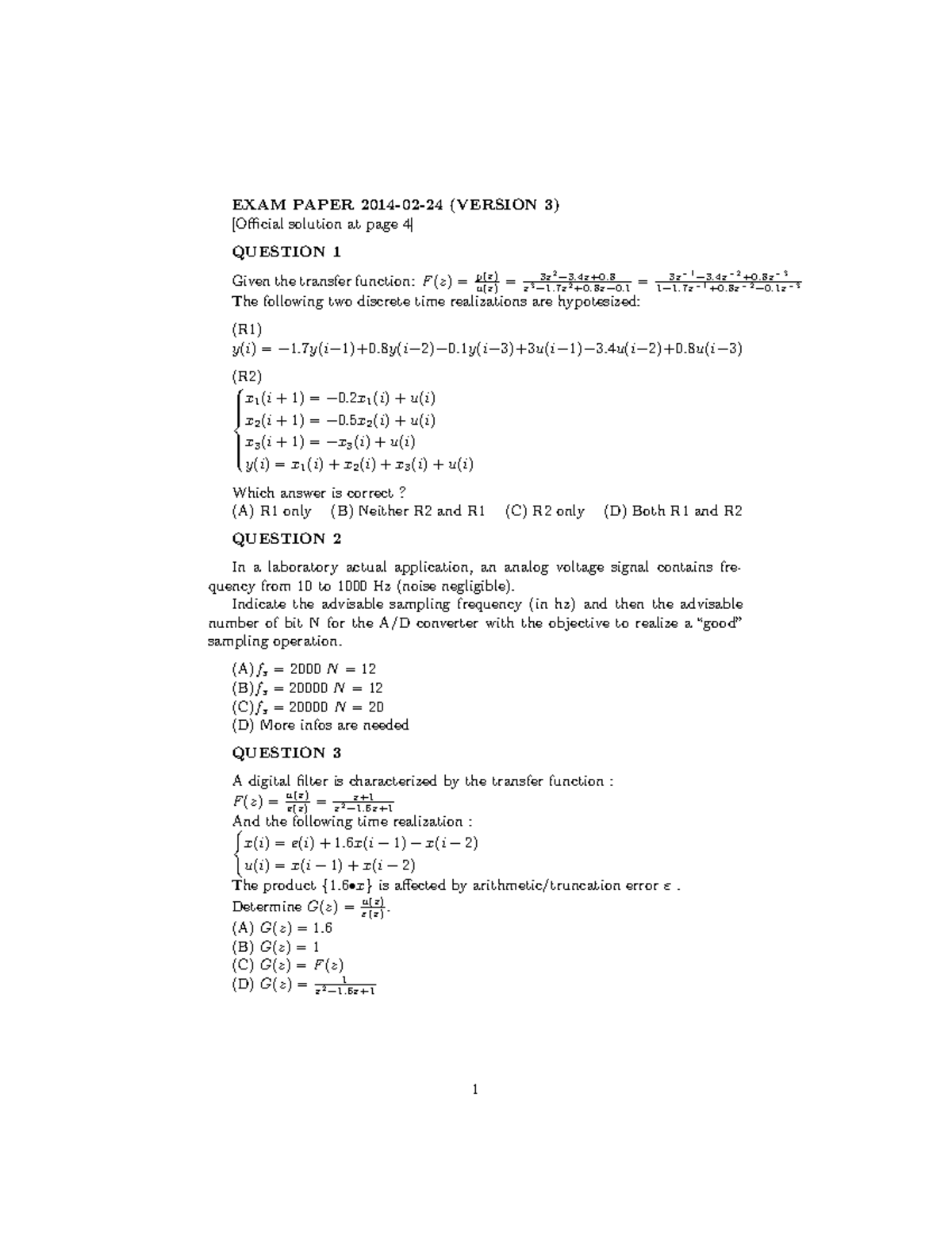 Exam 140224 - Solutions to Exam Paper Questions and Answers - Studocu