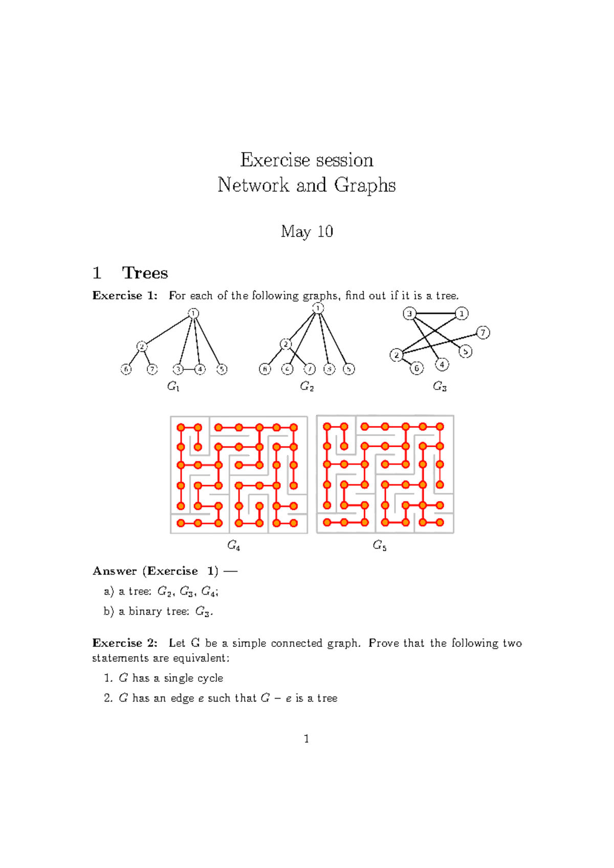 Exercises Set 5: Network and Graphs Solutions - May 10 - Studeersnel