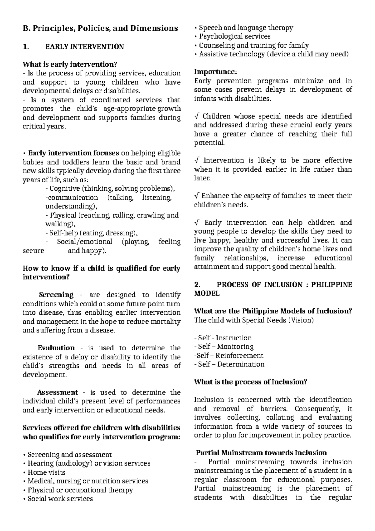 Foundations of Inclusive Education: Early Intervention & Philippine ...