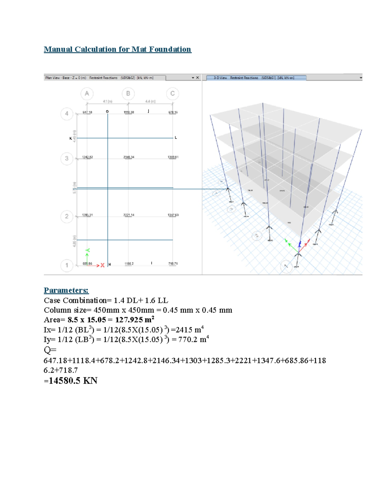 Mat Foundation Manual Calculations: Case Study (BL3) - Studocu