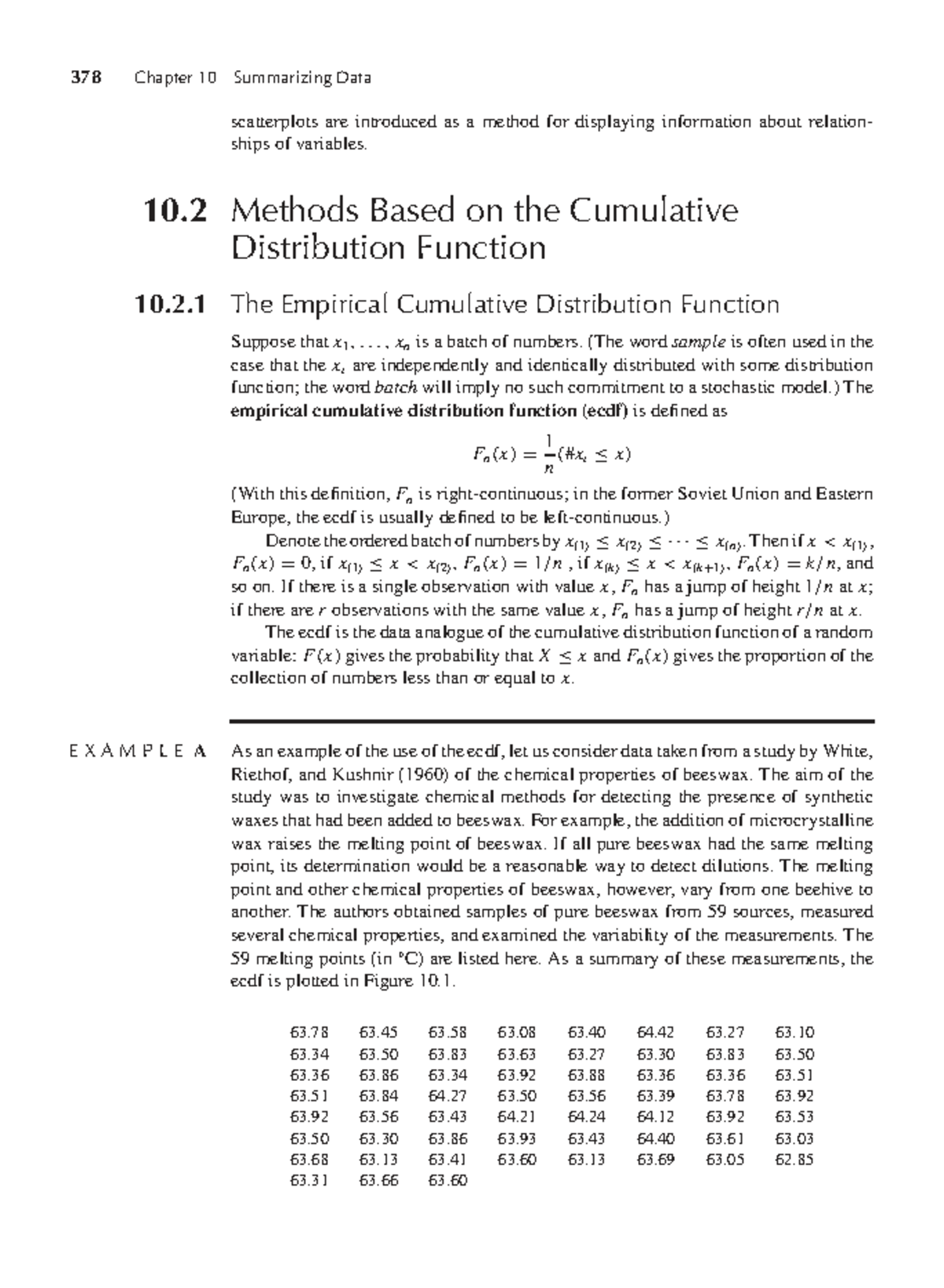 378 Chapter 10: Summarizing Data with Empirical CDF and Scatterplots ...