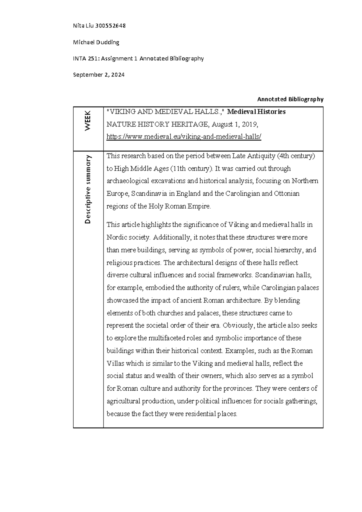 INTA251 Assignment 1 Nita Liu 300552648 - Nita Liu 300552648 Michael ...