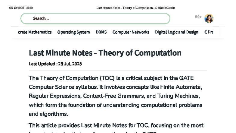 15:20 Last Minute Notes for Theory of Computation - GATE Prep - Studocu