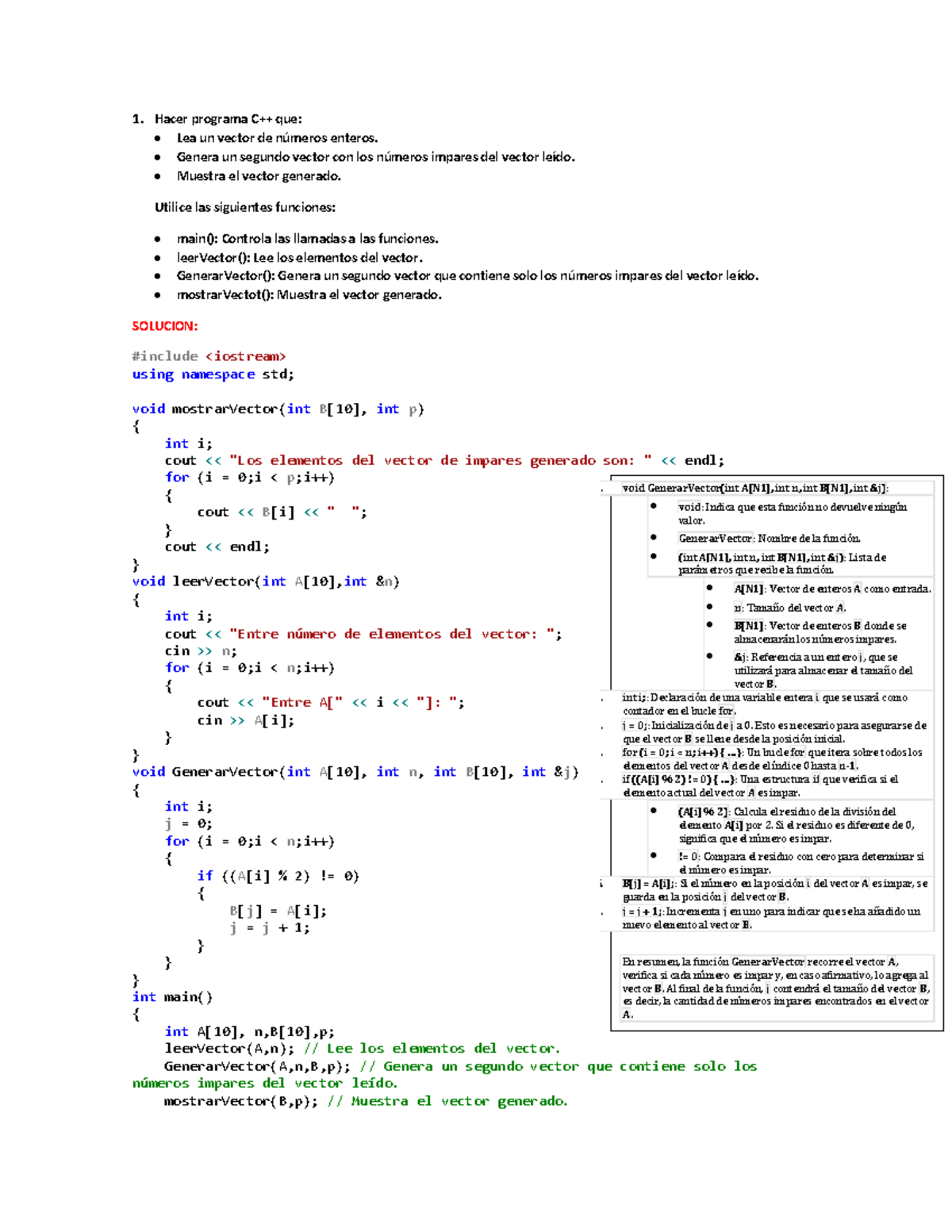 2DO Parcial de estructuras - 1. Hacer programa C++ que: Lea un vector ...