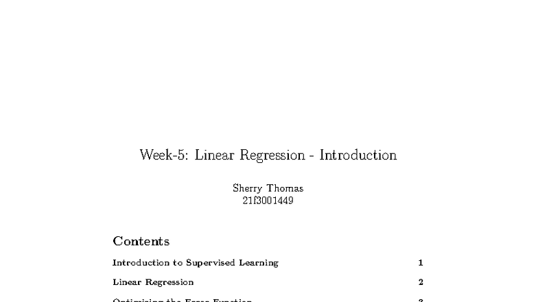 Linear Regression Overview - Wk05 Worksheet 21F3001449 - Studocu